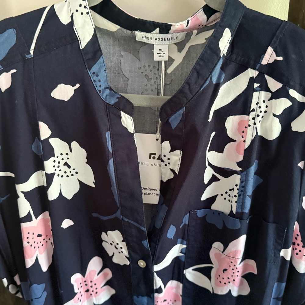 Free Assembly Women's Belted Midi Dress, Floral Long Sleeve Size XL - Picture 5 of 16